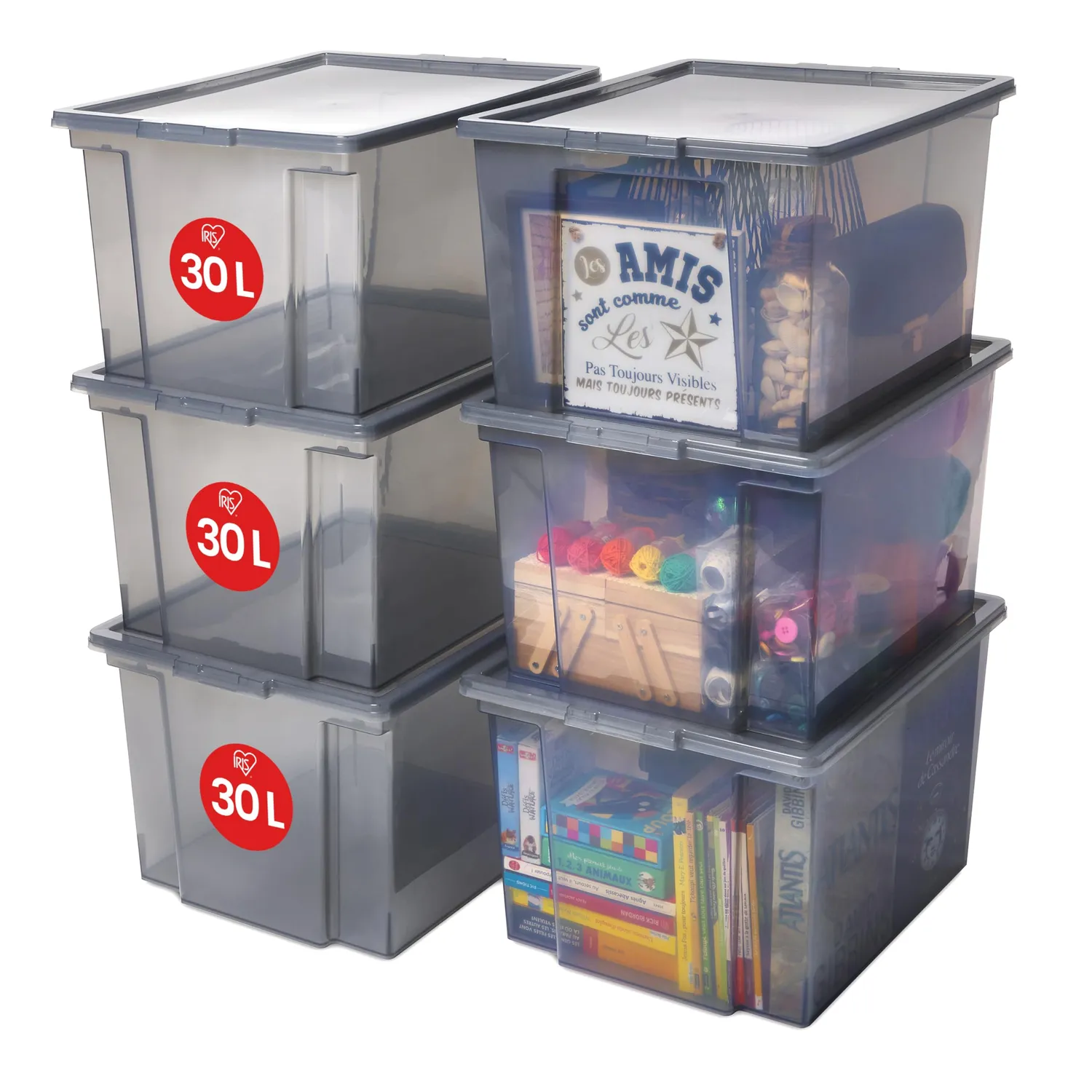 Iris Ohyama MCB-50 Aufbewahrungsbox 50L 3er-Set transparent