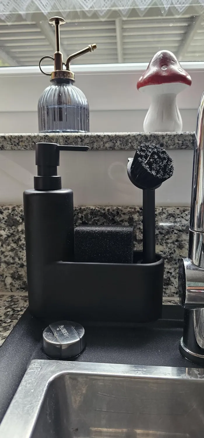 Black Spülbecken Organizer Kunststein schwarz matt