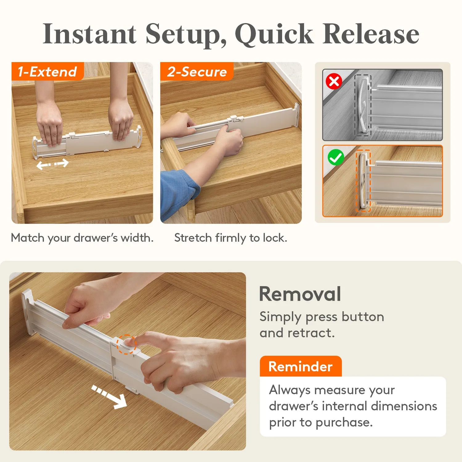 Lifewit Schubladenteiler verstellbar Drawer Organizer 4er Pack