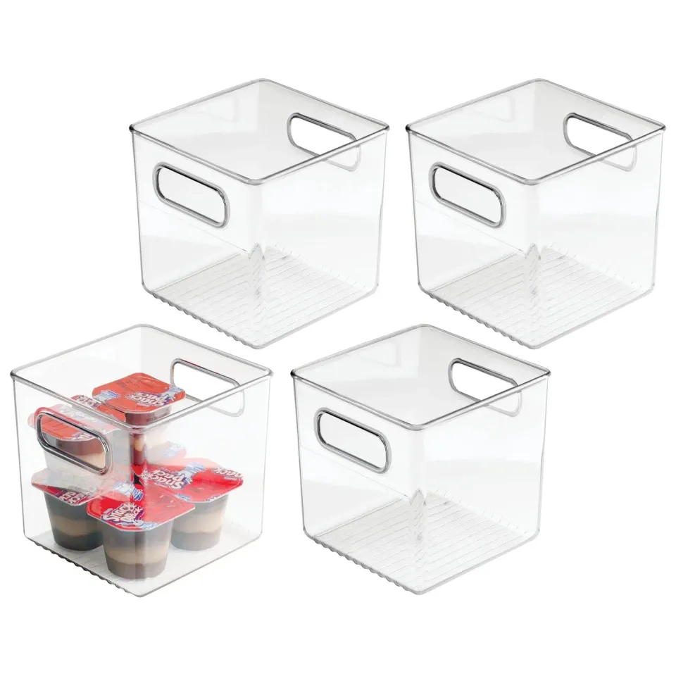 mDesign Kühlschrankbox 15x15x15 cm Kunststoff 4er-Set Transparent