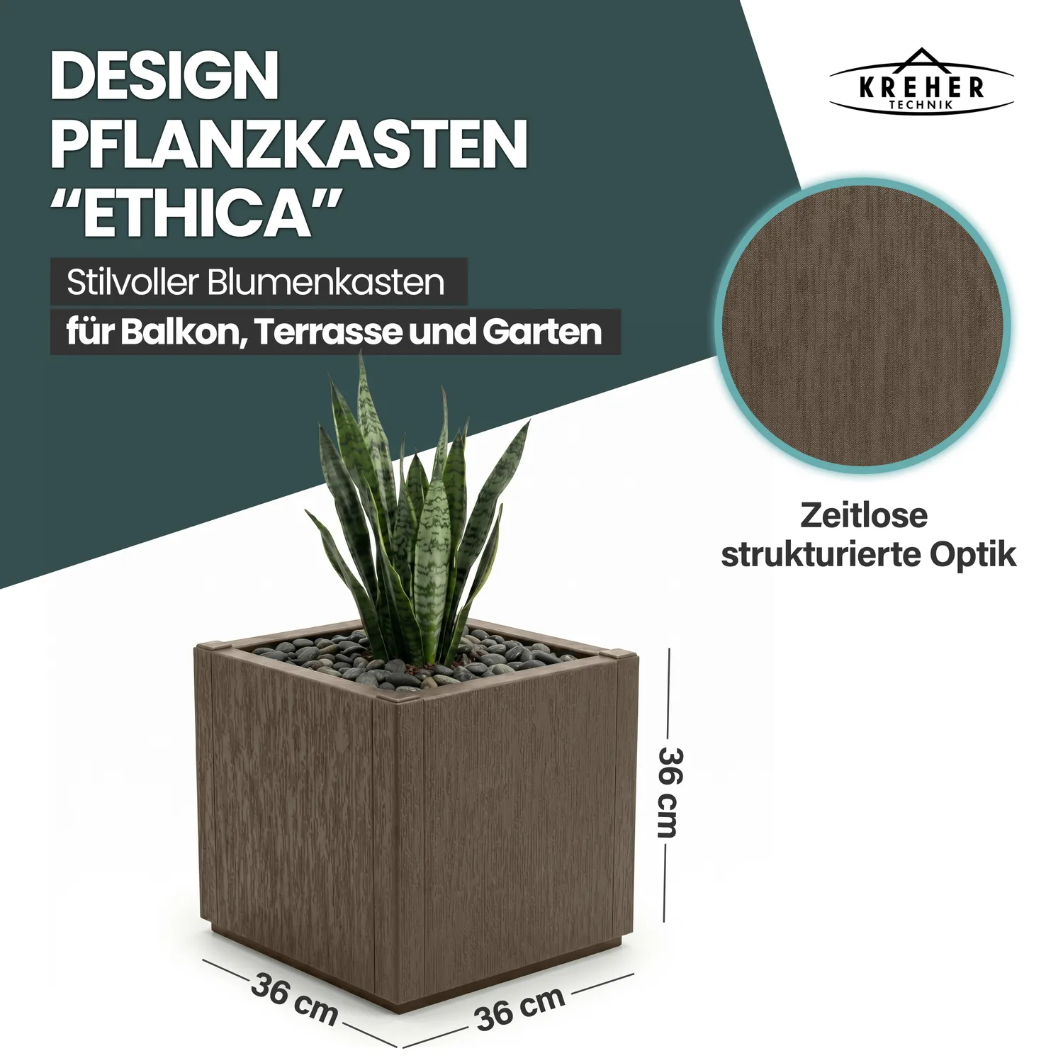 Kreher Ethica Pflanzkasten Taupe 3er-Set 35 Liter