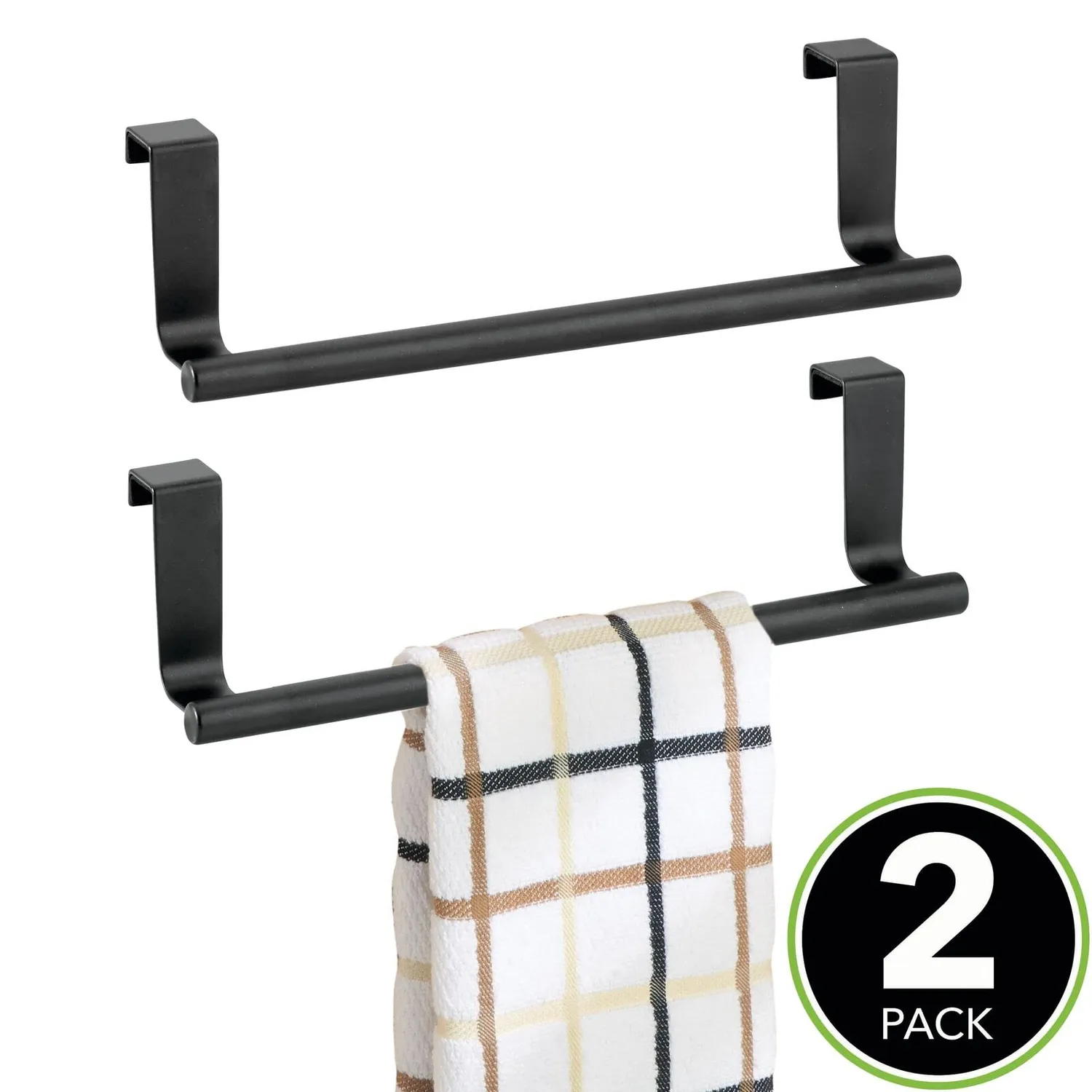 mDesign Handtuchhalter für die Tür Metall schwarz 2er-Set