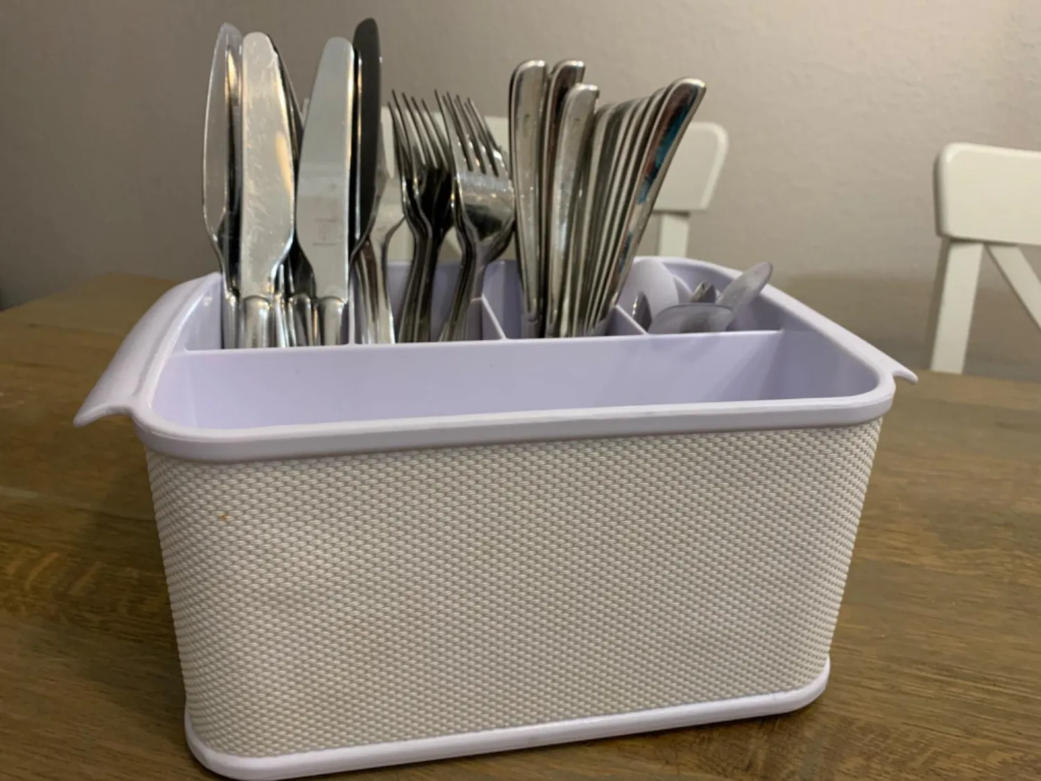 mDesign Besteckhalter mit Griffen Besteckkorb Weiß 5 Fächer