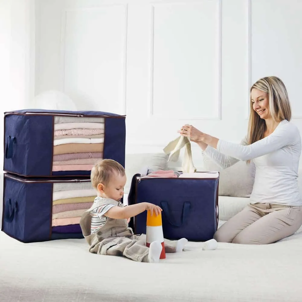 Lifewit 90L Aufbewahrungstasche Blau 3er Pack mit Fenster