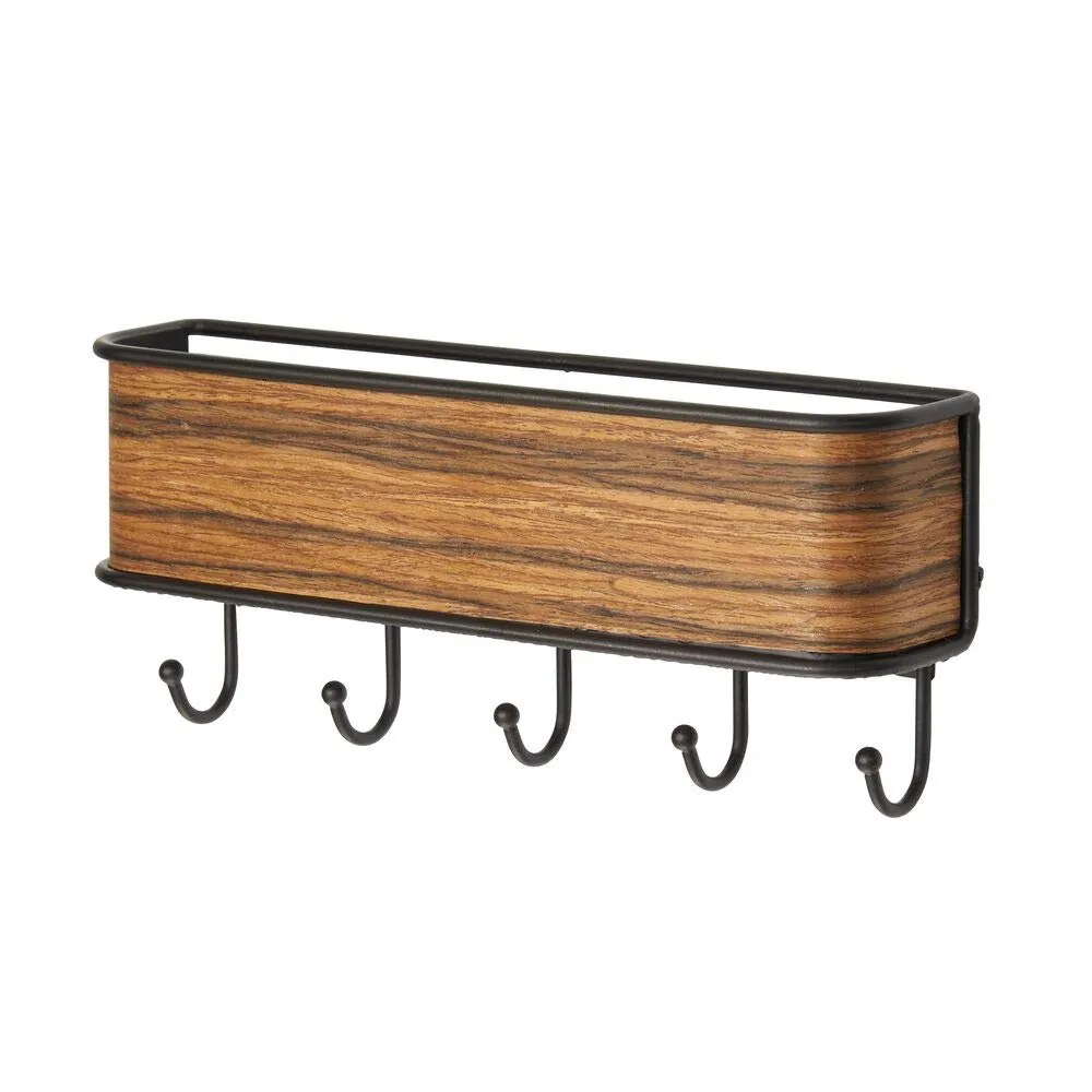mDesign Schlüsselbrett Holz Metall bronze Palisander 5 Haken