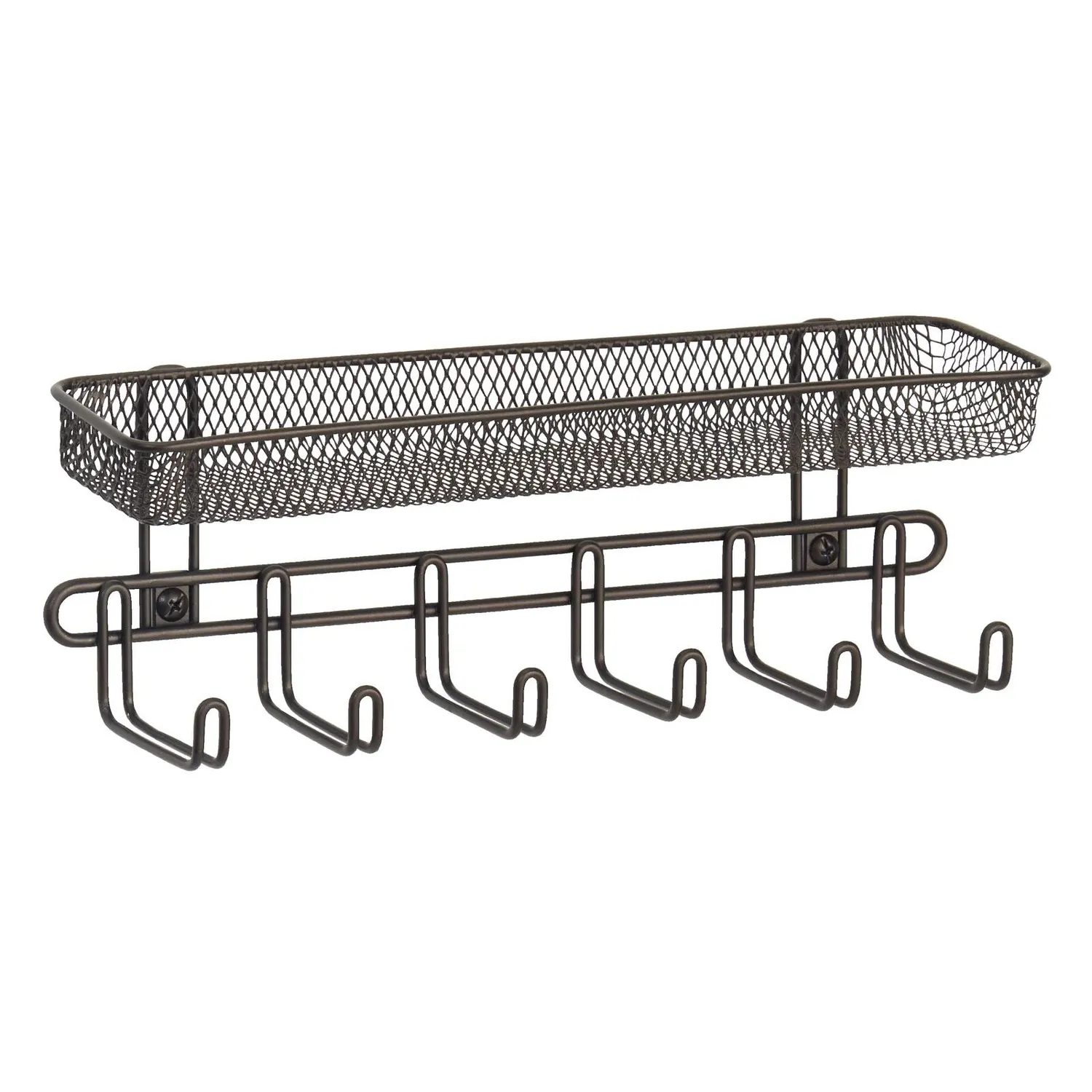 mDesign Schmuck-Organizer Wand 6 Haken Bronze 27,9 cm