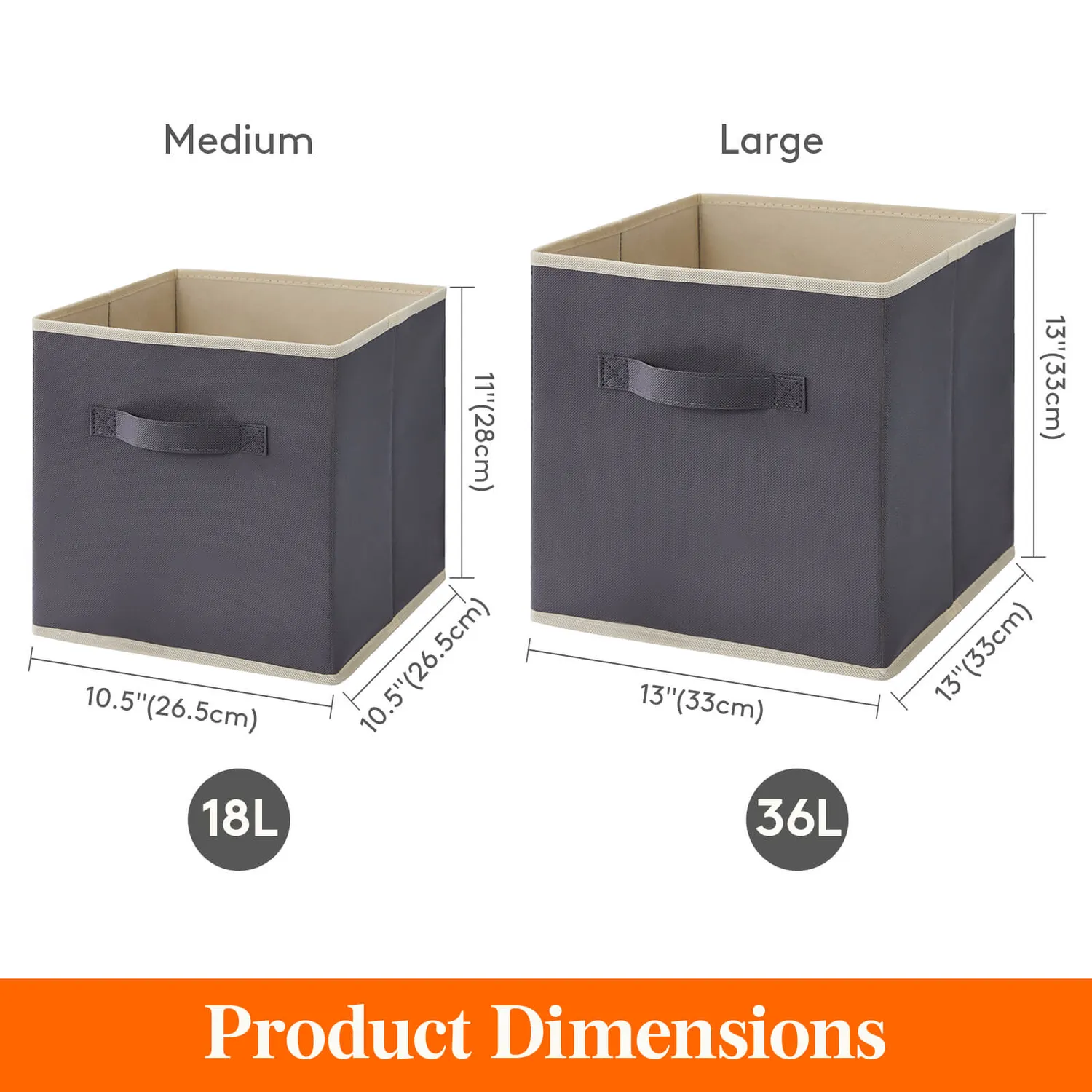 Lifewit Stoffbox 8er Set Grau 33cm für Kallax
