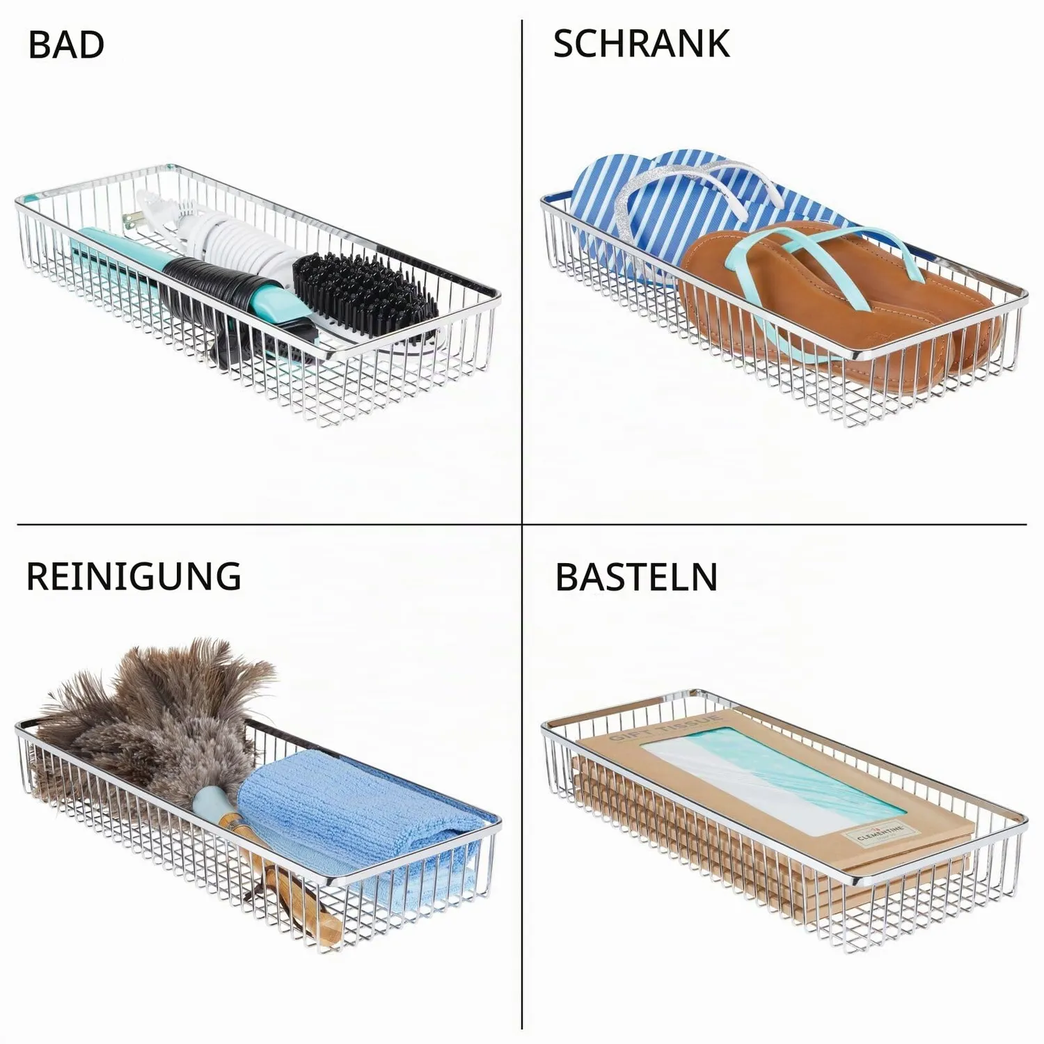 mDesign 09745MDKEU Schubladenkasten Metall 4er silber
