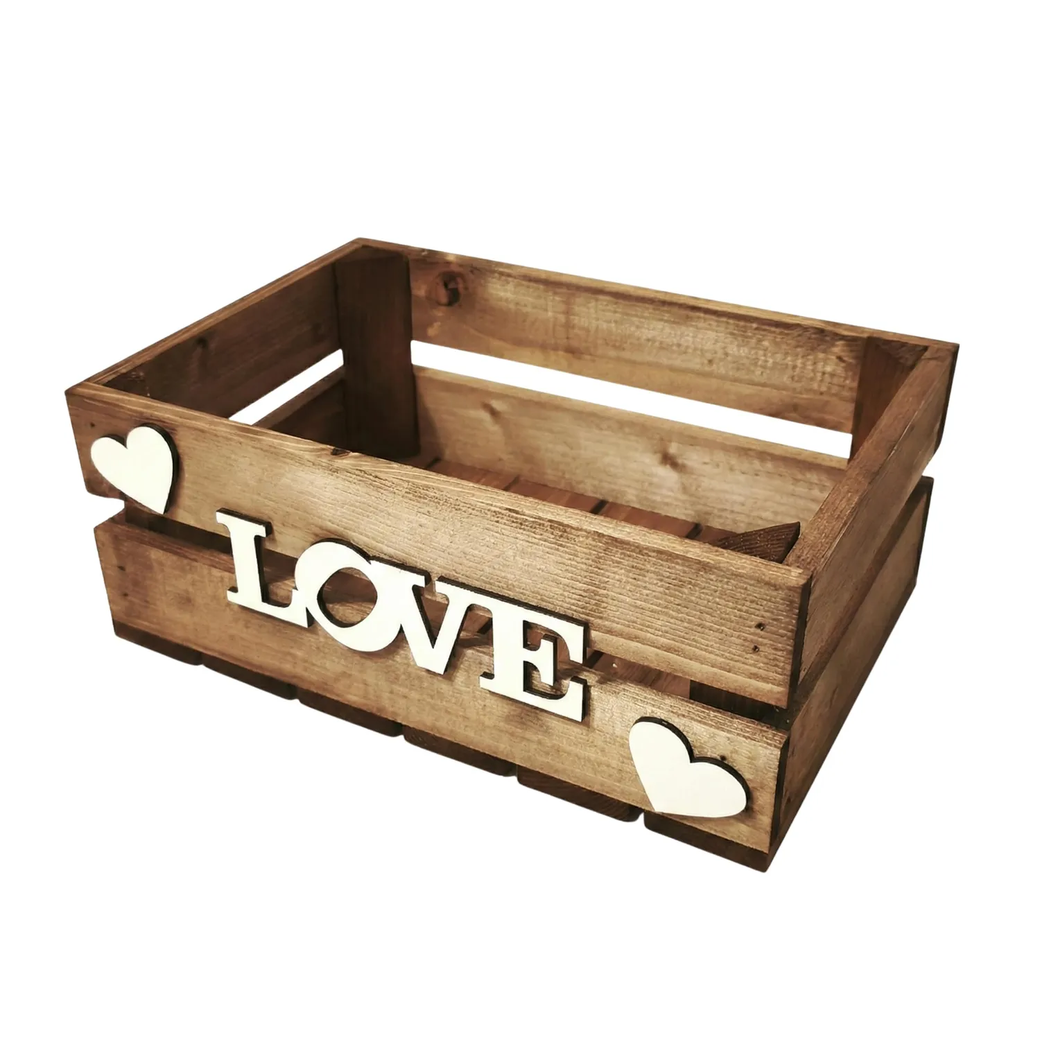 GoodFreshDecor Love Holzkiste 30x20x12 cm Braun Geschenkbox