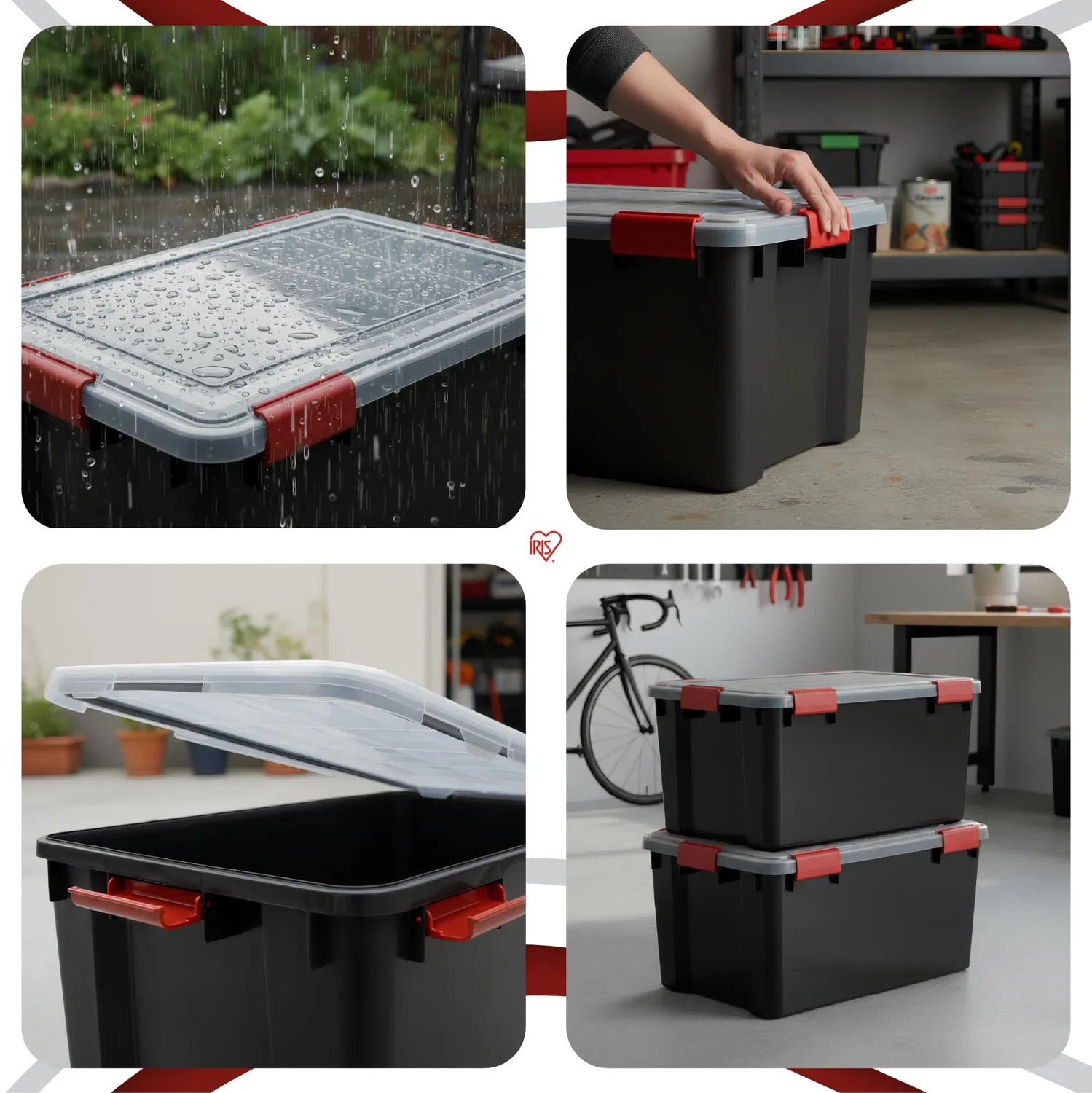 Iris Ohyama AT-L Aufbewahrungsboxen 50L 2er-Set Schwarz