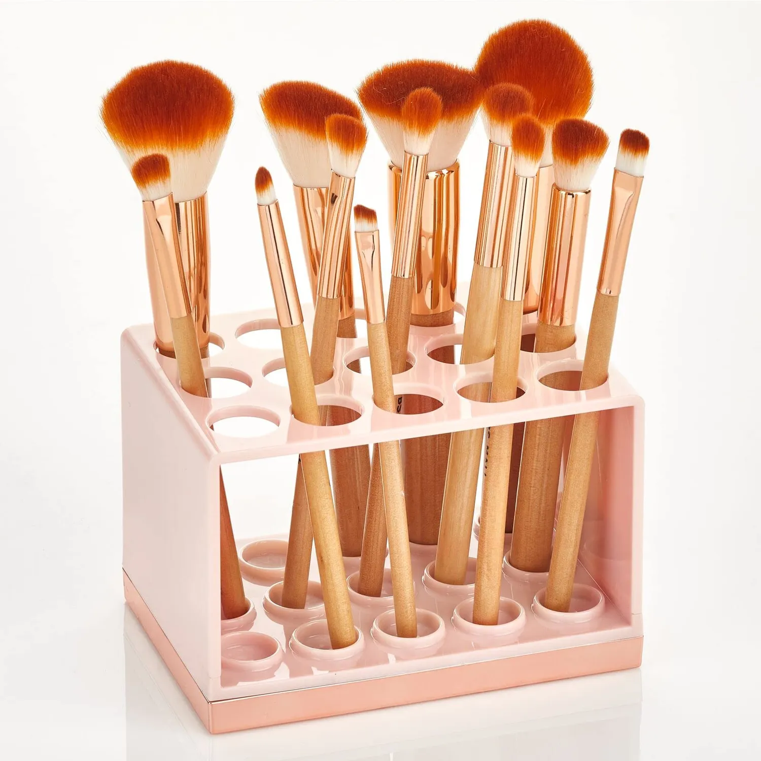 mDesign Kosmetik Organizer 15 Fächer hellrosa-rotgold für Stifte