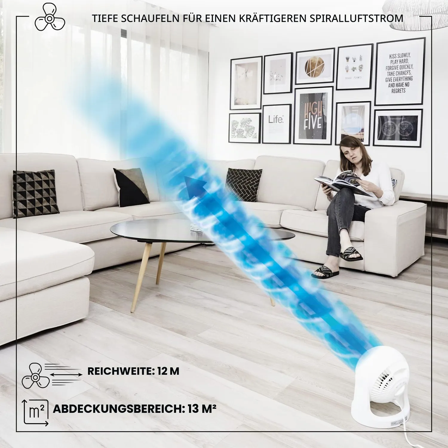 Iris Ohyama Woozoo PCF-HE15 Tischventilator Weiß 3 Stufen leise