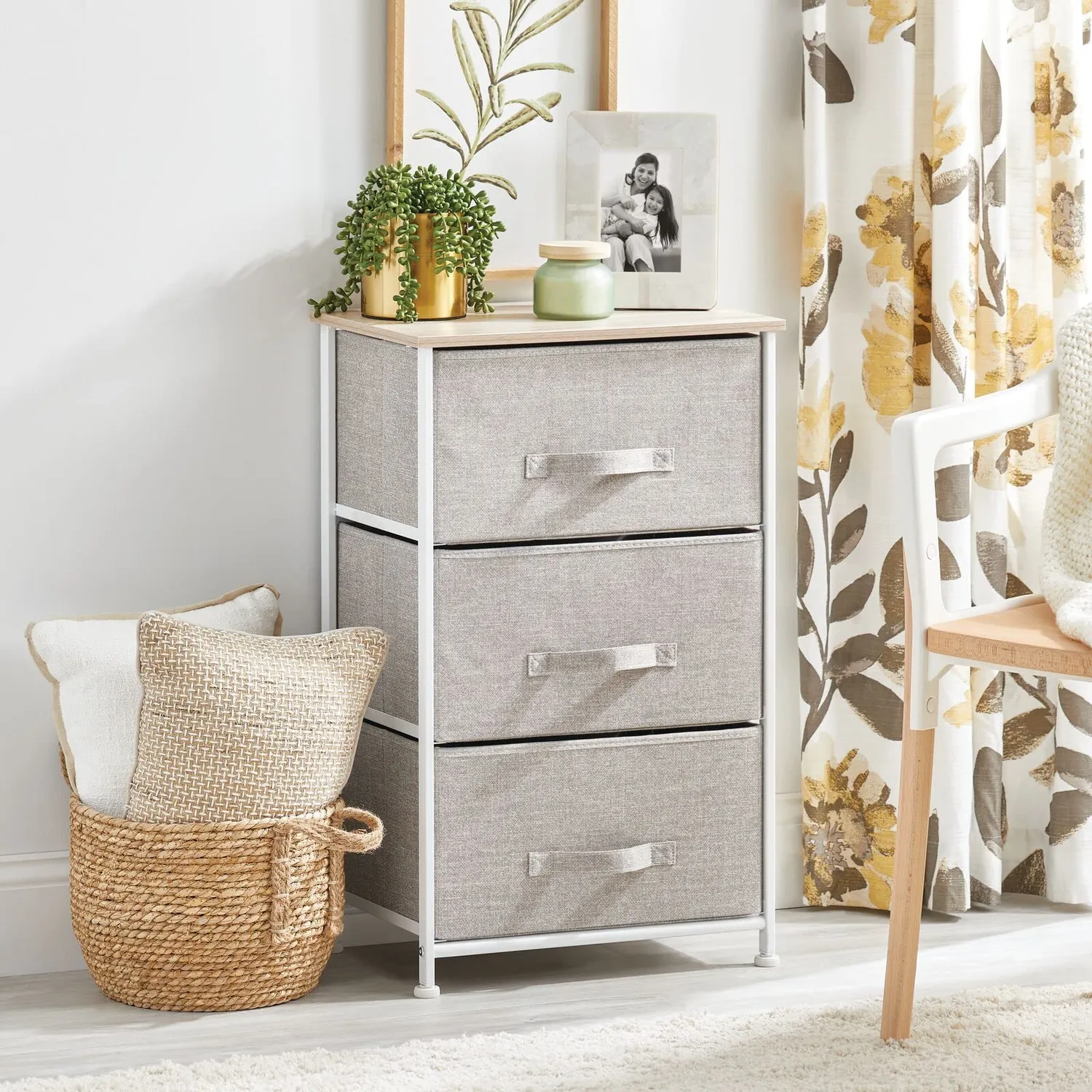 mDesign Schrank Organizer 3 Schubladen Stoff beige