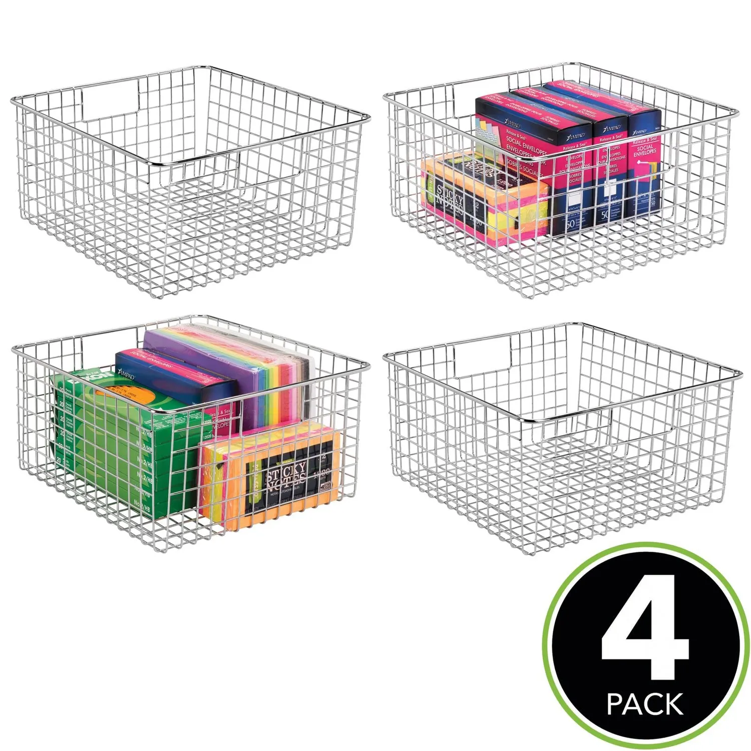 mDesign Schreibtisch Organizer Chrom 4er-Set