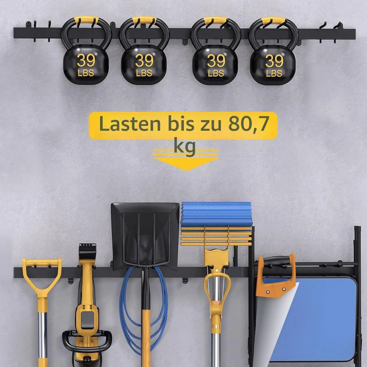 BOMCLAP Gerätehalter Wand Schwarz 12 Haken