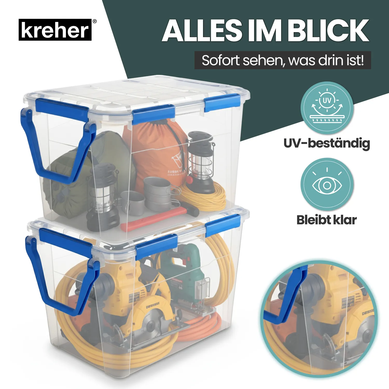 Kreher Box IP67 wasserdichte Box 100 Liter mit Rollen 1 Stück