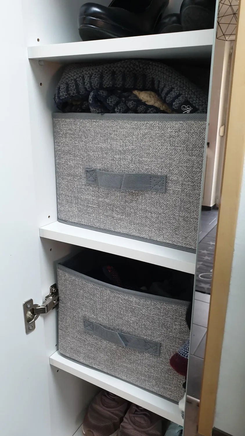 mDesign Aufbewahrungsbox Stoff grau 2er-Set Jute-Optik