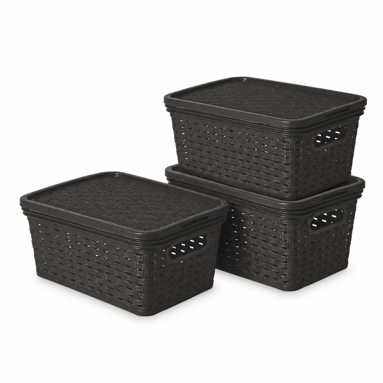 astor24 Premium Aufbewahrungsbox 3er Set 2 Liter Anthrazit