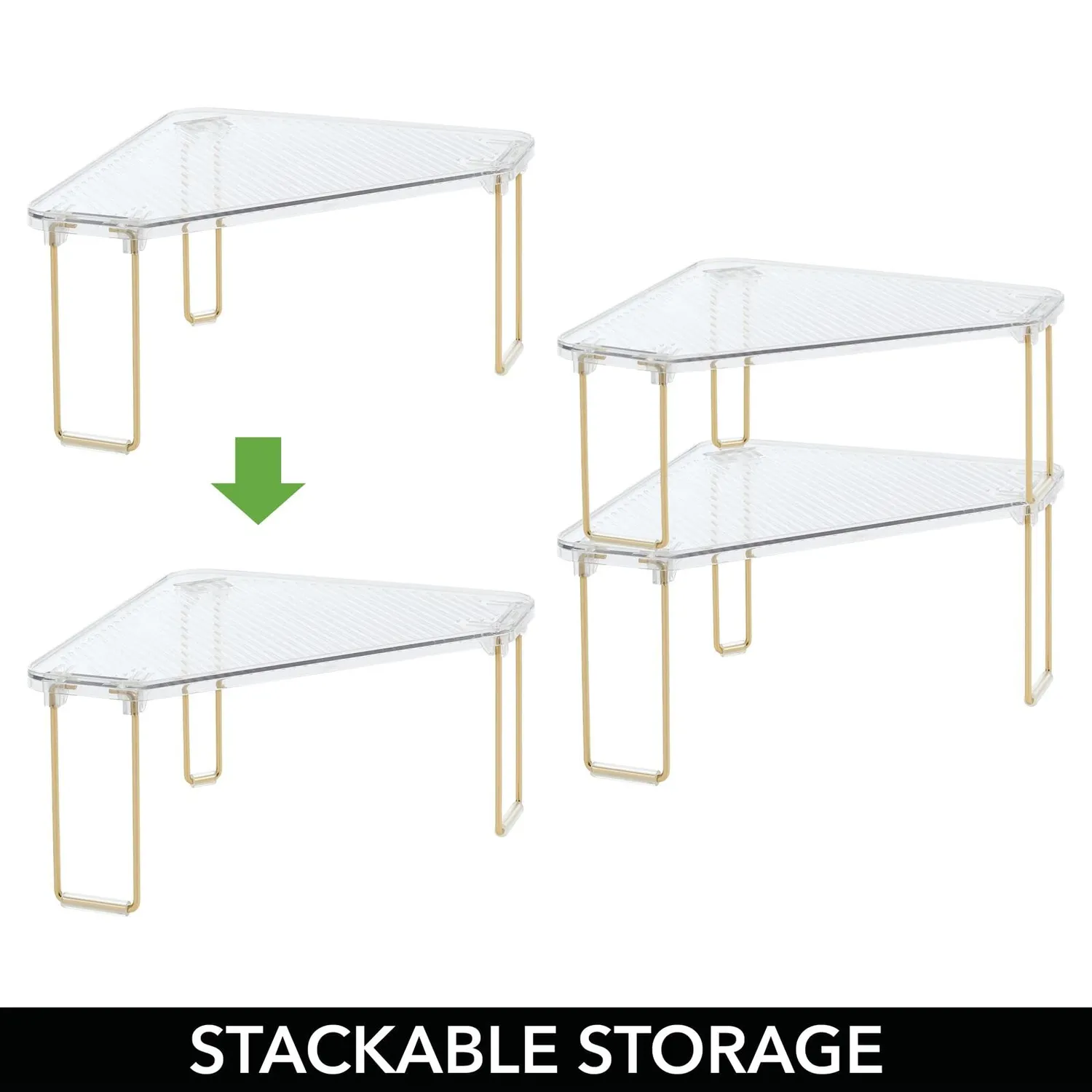 mDesign Eckregal Ligne 2er Set transparent faltbar stapelbar