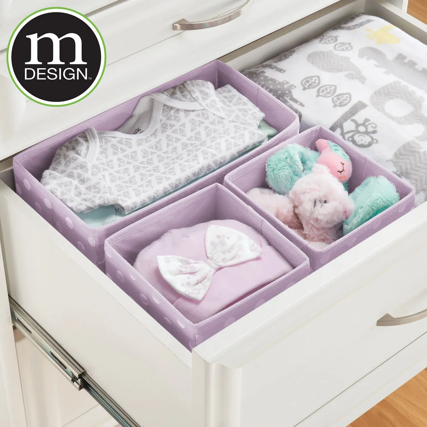 mDesign Aufbewahrungsboxen 09284MDBEU 12er Set Lila gepunktet