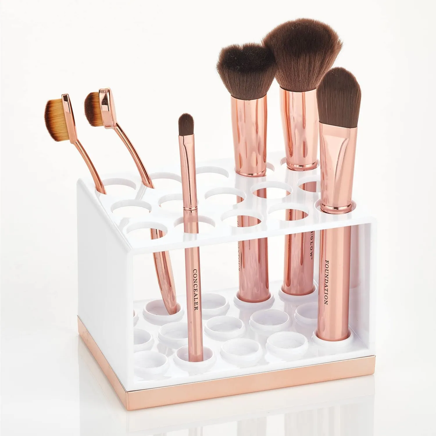 mDesign Kosmetik Organizer 15 Fächer weiß-rotgold für Make-up