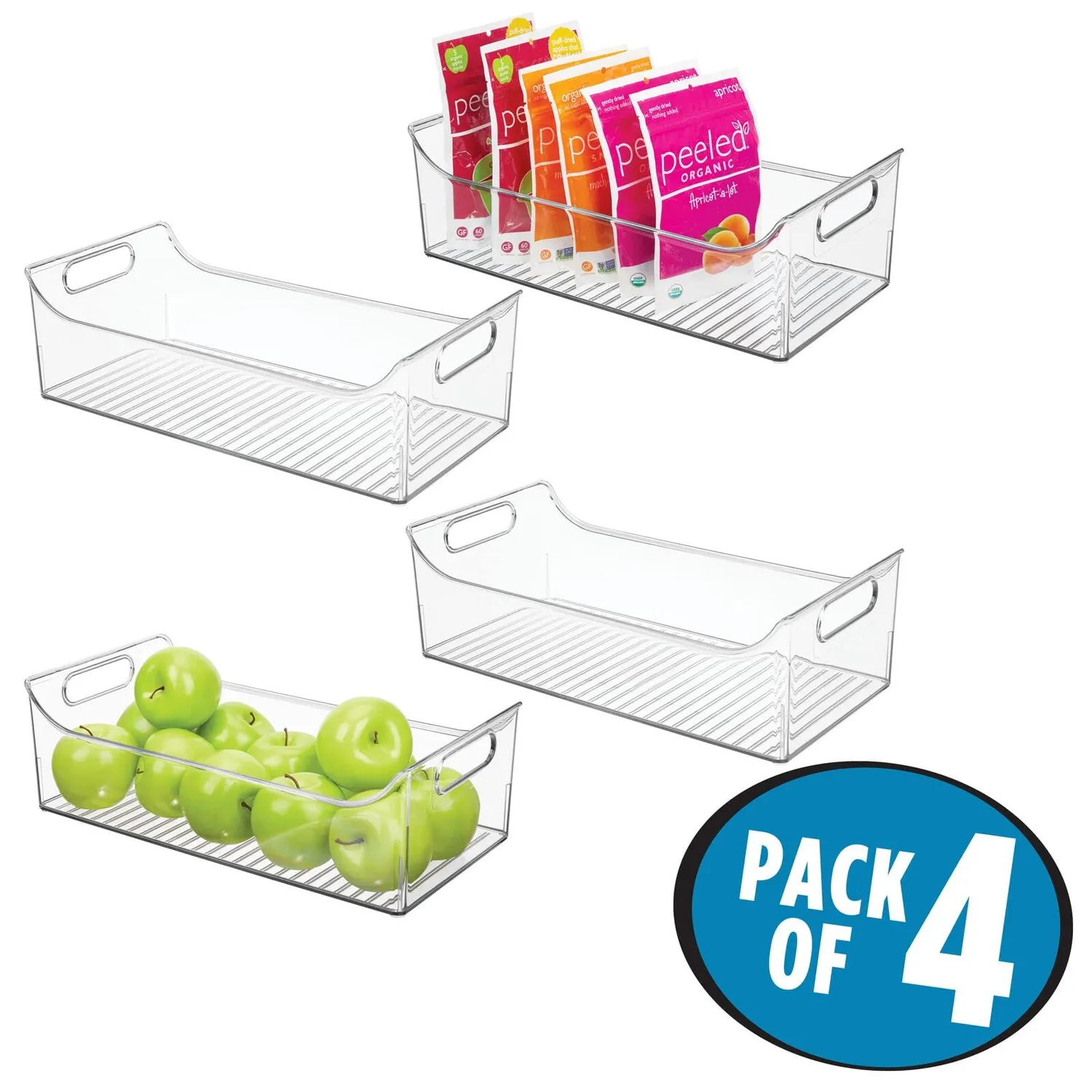 mDesign Aufbewahrungsbox mit Griff 4er-Set transparent BPA-frei