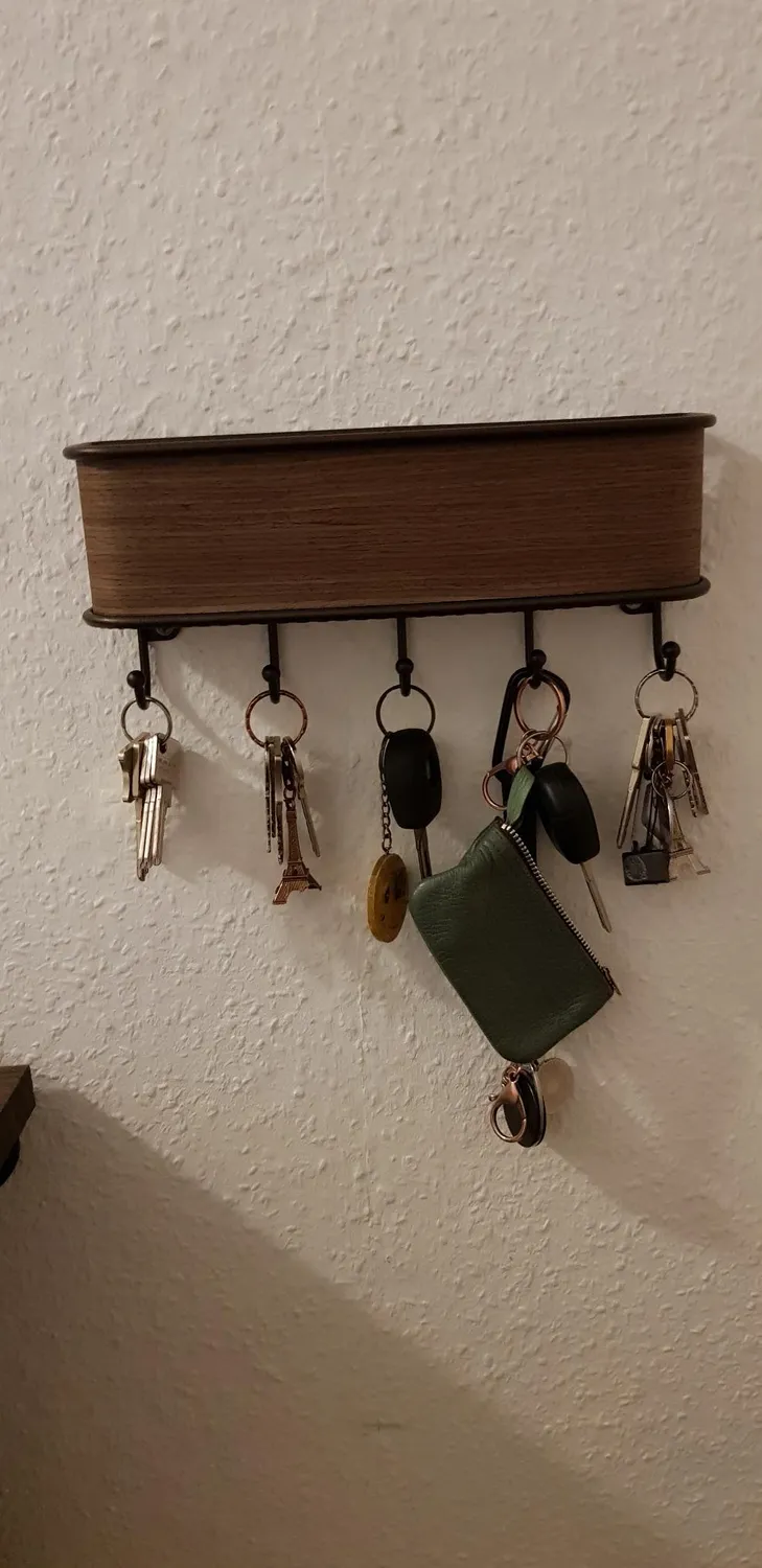 mDesign Schlüsselbrett Holz Metall bronze Palisander 5 Haken