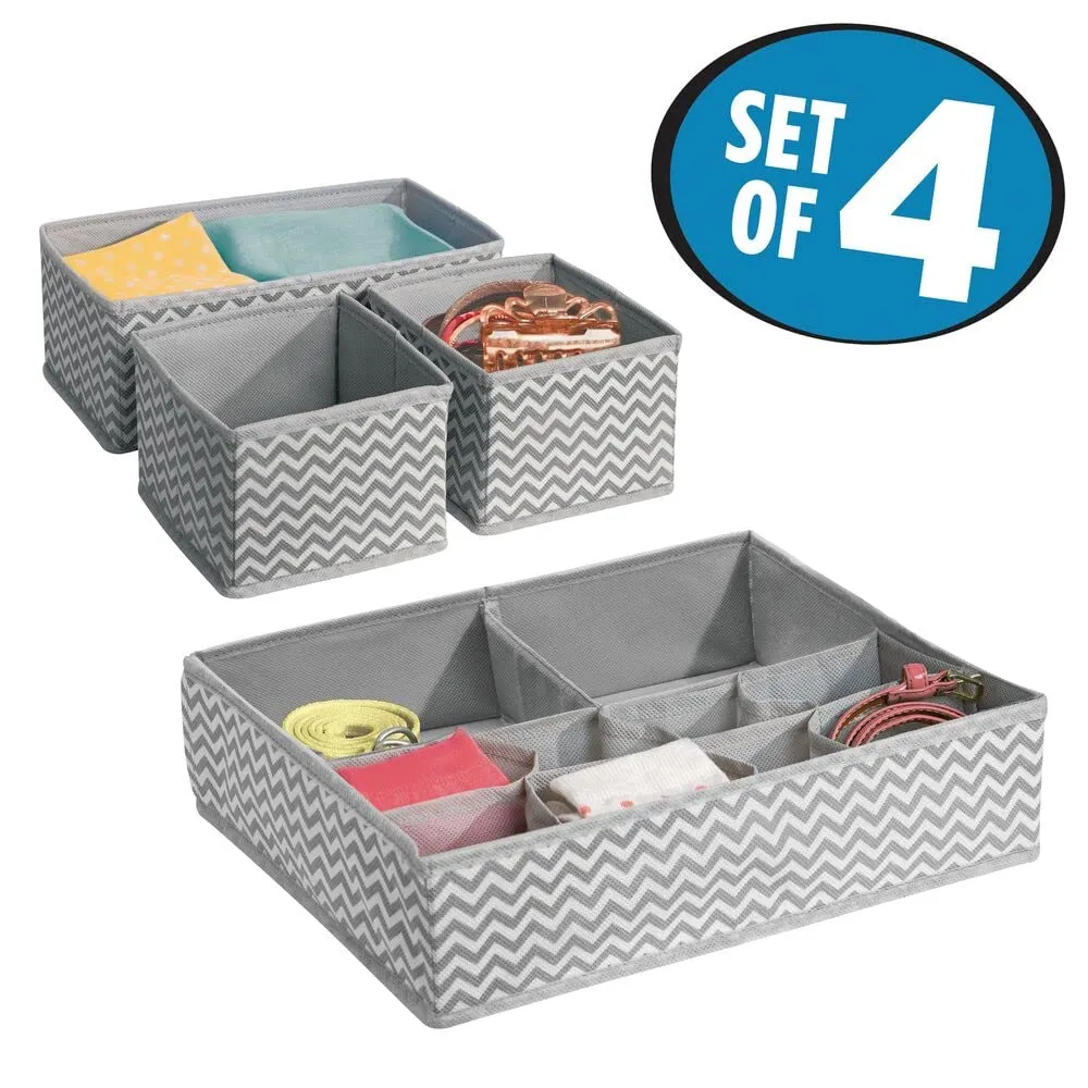mDesign Kleiderschrank Organizer Stoff 4er-Set taupe