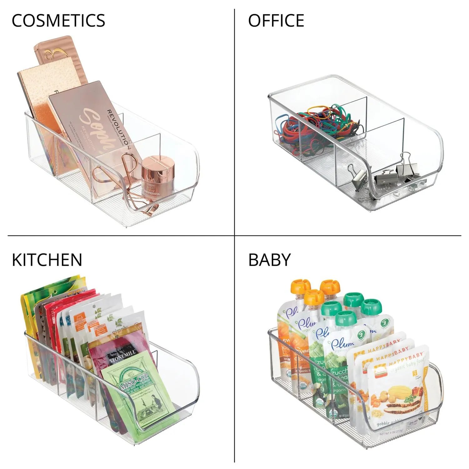 mDesign Küchen Organizer Aufbewahrungsbox 8er-Set transparent