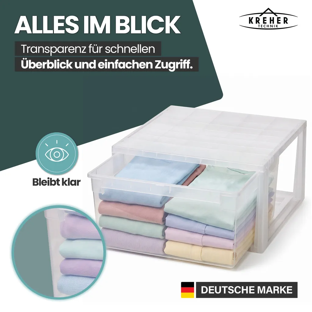Kreher Schubladenbox L 23 L 2er-Set transparent weiß