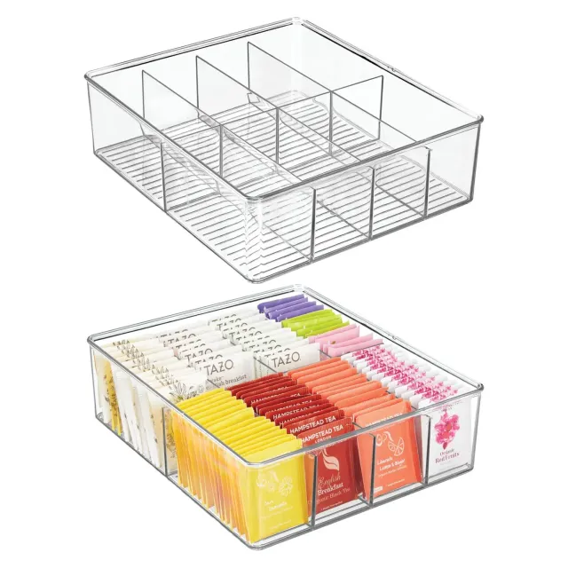 M Design Aufbewahrungsbox Kunststoff 2er transparent 8 Fächer