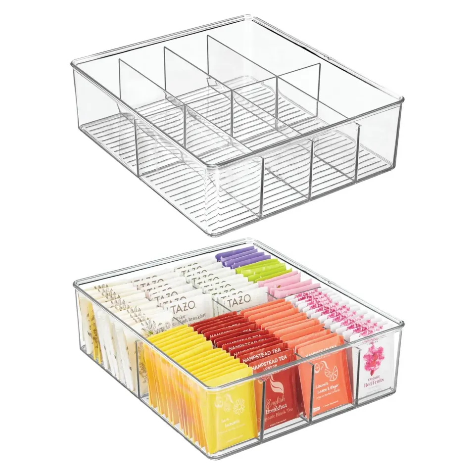 M Design Aufbewahrungsbox Kunststoff 2er transparent 8 Fächer
