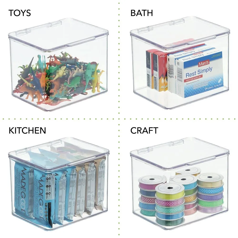 mDesign Aufbewahrungsbox Kunststoff transparent 4er-Set Deckel