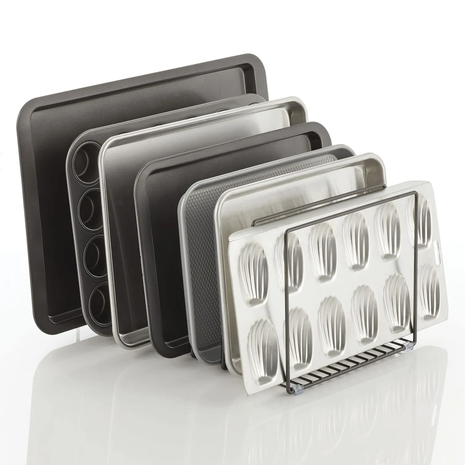 mDesign Pfannenhalter Metall grau 8 Fächer extra breit