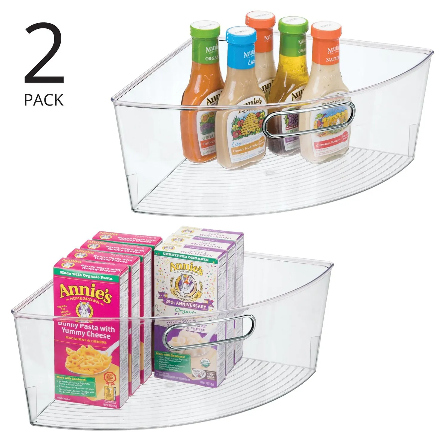 M Design Küchenkorb Kunststoff Transparent 44,5 cm 2er-Set eckig
