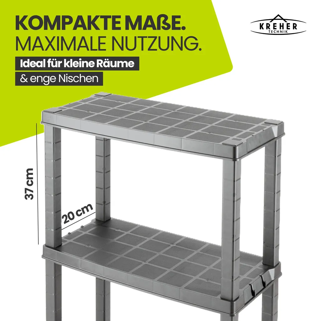 Kreher Neo Kunststoffregal 4 Böden Grau 30kg 2er Set