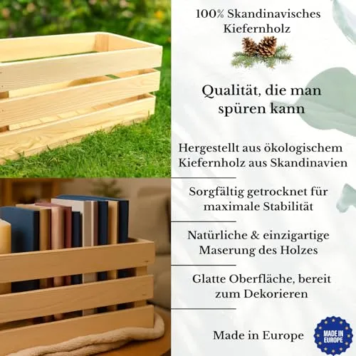 GoodFreshDecor Holzkisten 3er Set 40x20x18 cm natur