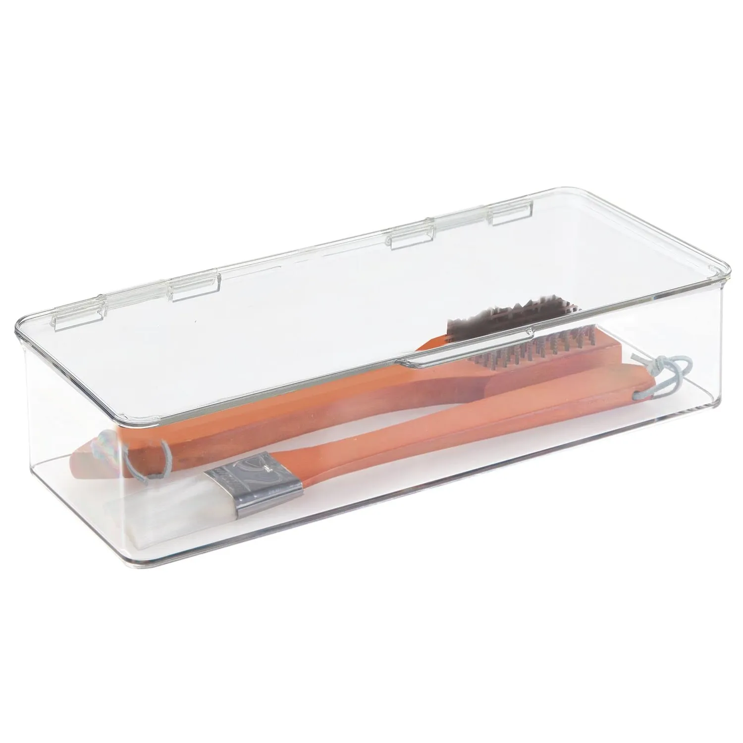 mDesign Küchen Organizer Box 8er transparent mit Klappdeckel
