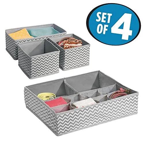 mDesign Kleiderschrank Organizer Stoff 4er-Set taupe