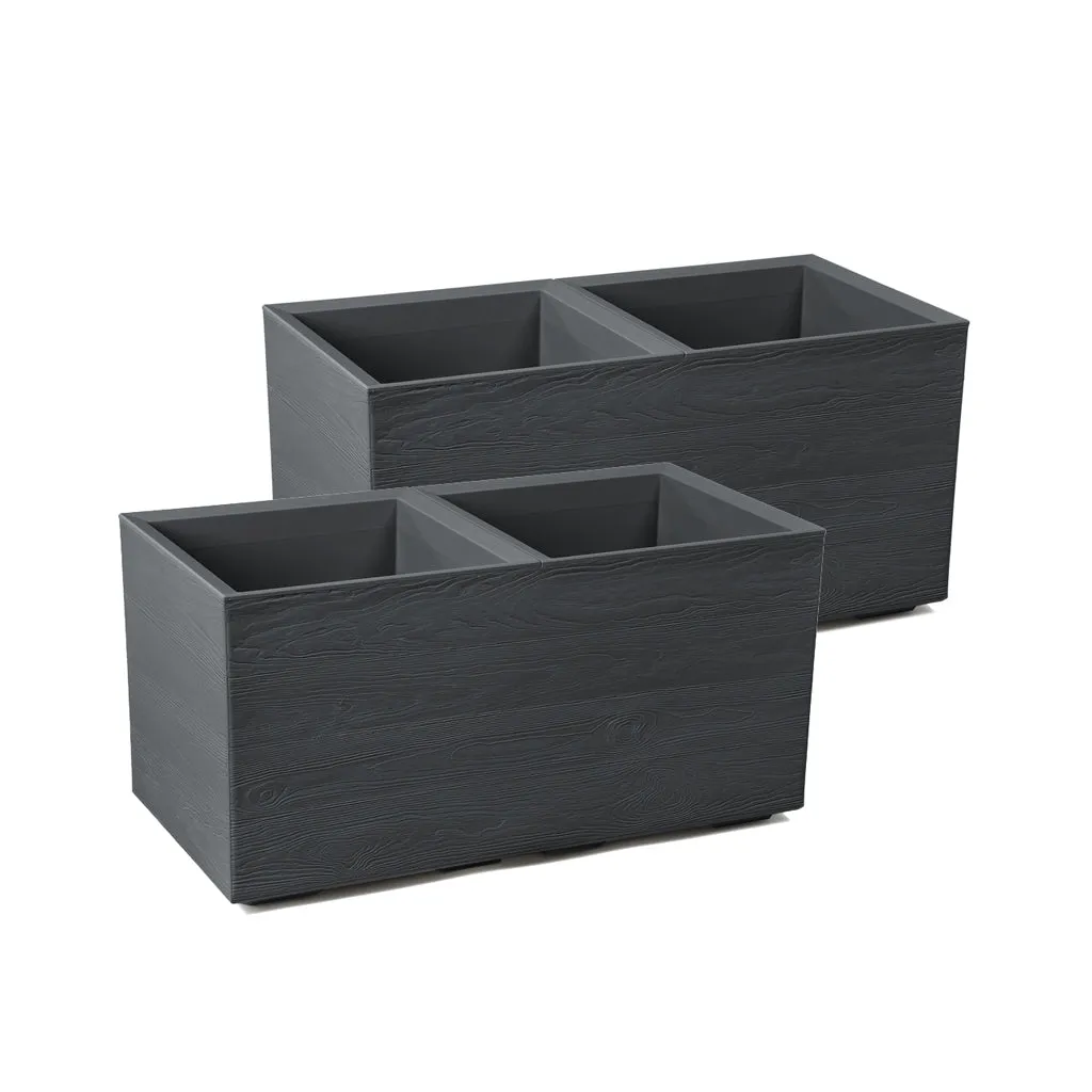 Kreher Eco Wood 80x40x40 Pflanzkübel Anthrazit rollbar 1 Stück