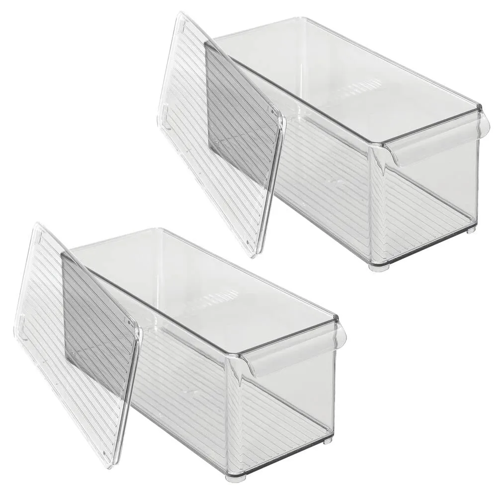 mDesign Kühlschrankbox Aufbewahrungsbox Deckel 2er-Set rauchgrau