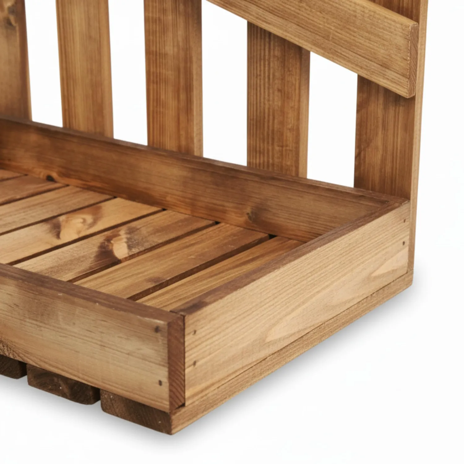 GoodFreshDecor Holzkiste Weihnachten 40x26x35 Kiefer braun mit Zaun