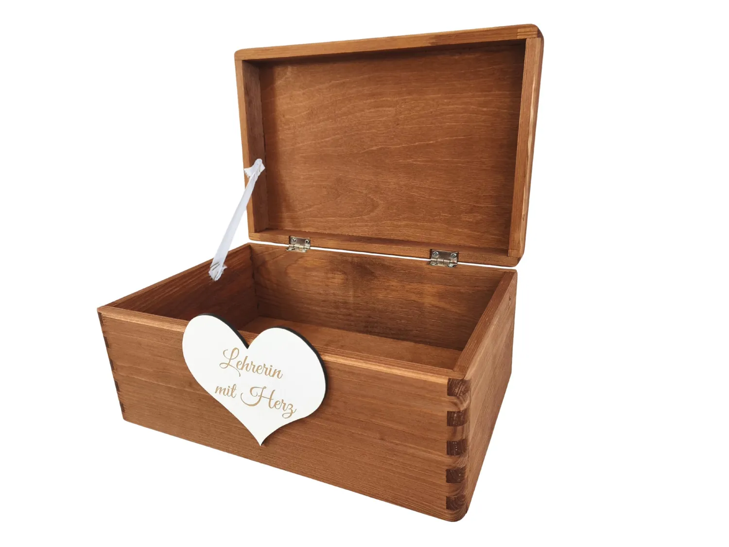 GoodFreshDecor Holzbox mit Deckel 30x20x14 cm Herz Gravur braun