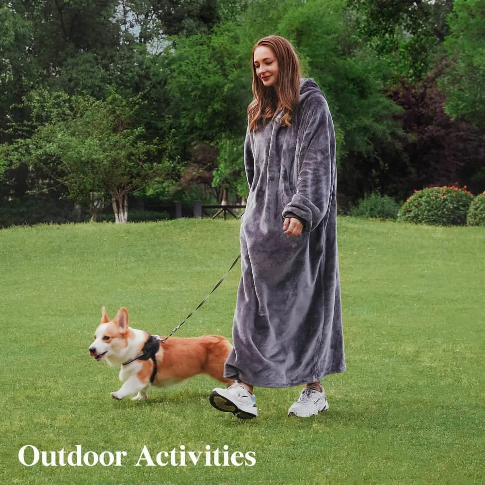 Lifewit Hoodie Decke Kuschelhoodie Flanell Grau M 170-180cm