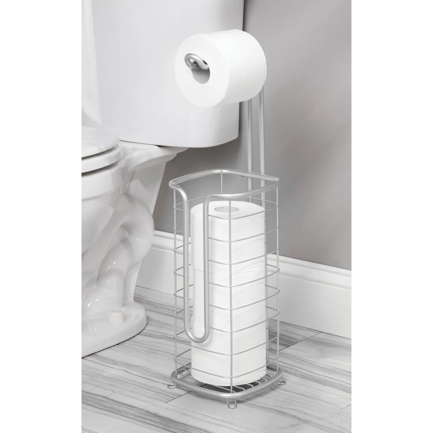 mDesign 06654 Toilettenpapierhalter freistehend silber