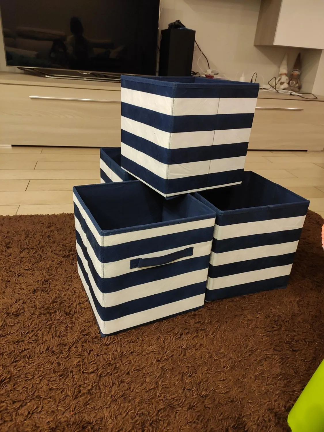 mDesign Spielzeug Aufbewahrungsbox Stoff 4er-Set marineblau