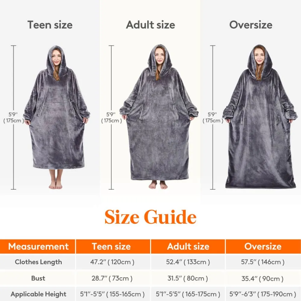 Lifewit Hoodie Decke Kuschelhoodie Flanell Grau M 170-180cm