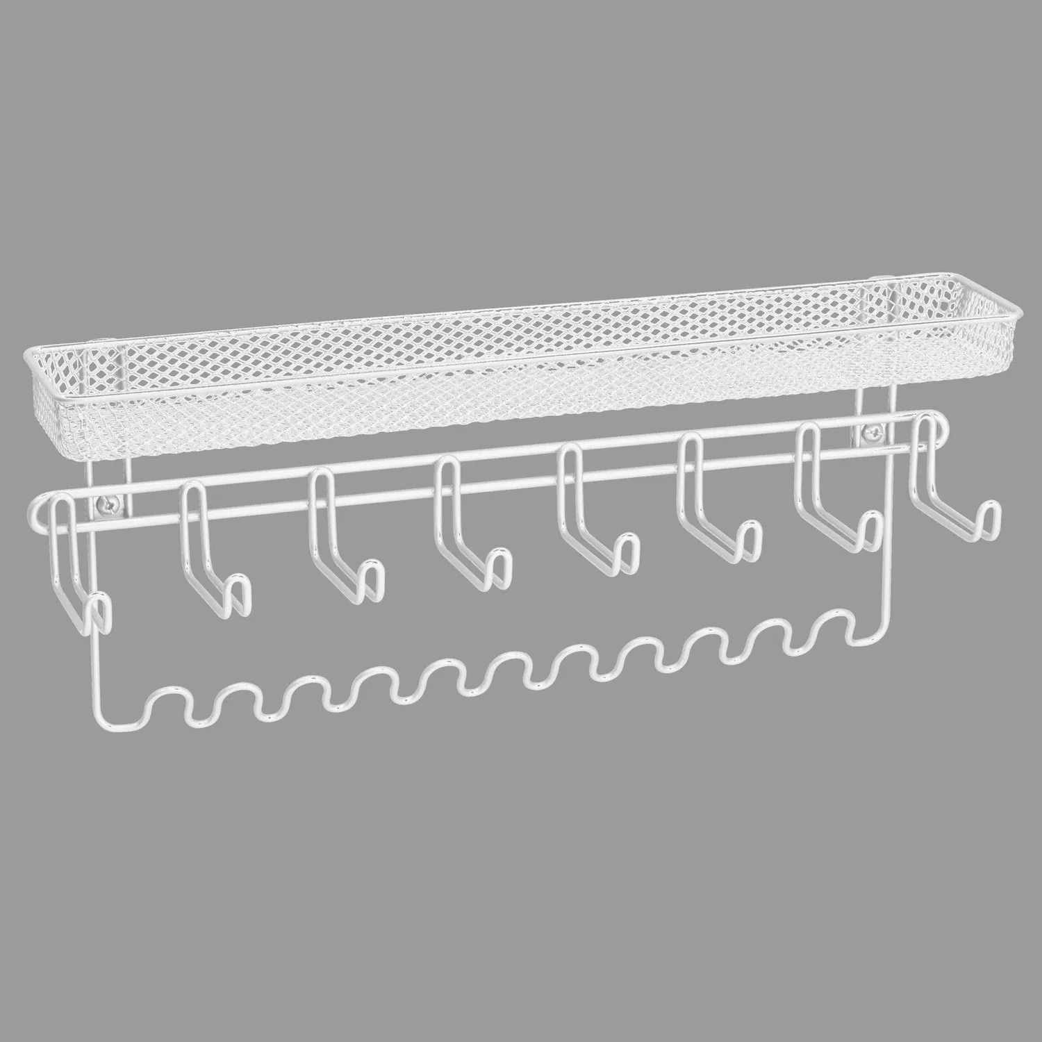 mDesign Schmuck Organizer Wandgarderobe weiß 19 Haken Ablage