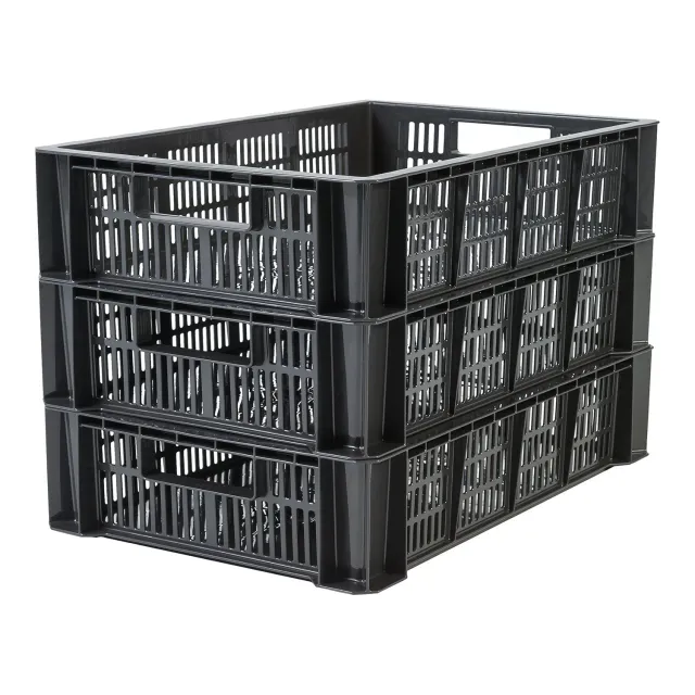 Iris Ohyama MSB-L Aufbewahrungskorb 18L 3er-Set schwarz