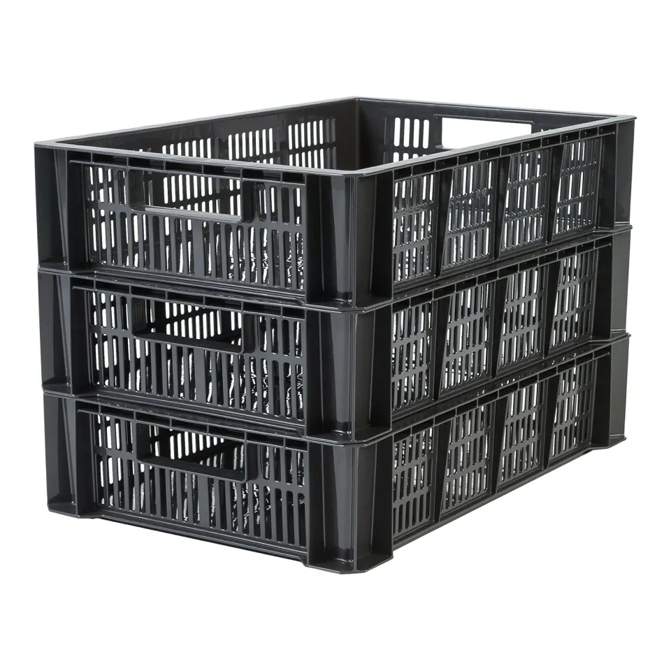 Iris Ohyama MSB-L Aufbewahrungskorb 18L 3er-Set schwarz